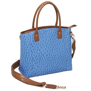 Gun Toten Mamas Ostrich Debossed Cowhide Tote Blue
