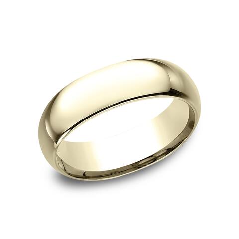 18k Yellow Gold Men's 7 mm Traditional Domed Profile Comfort Fit Wedding Band - 18K Yellow Gold - 18K Yellow Gold