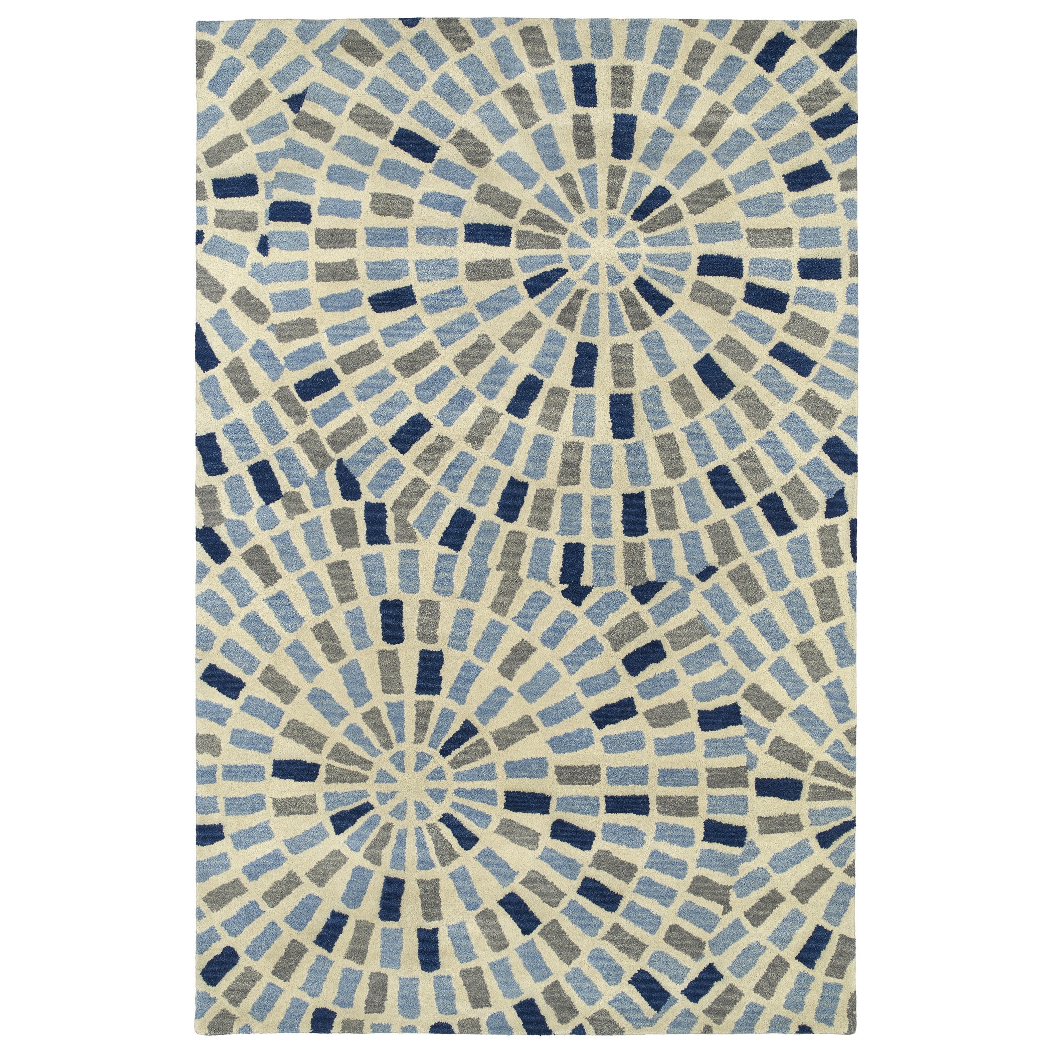 2' x 3' Navy Blue Cobblestone Pattern Scatter Rug