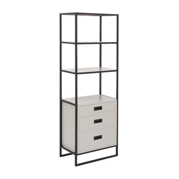 Shop Benzara White Black Metal Wood Shelf Unit On Sale Free
