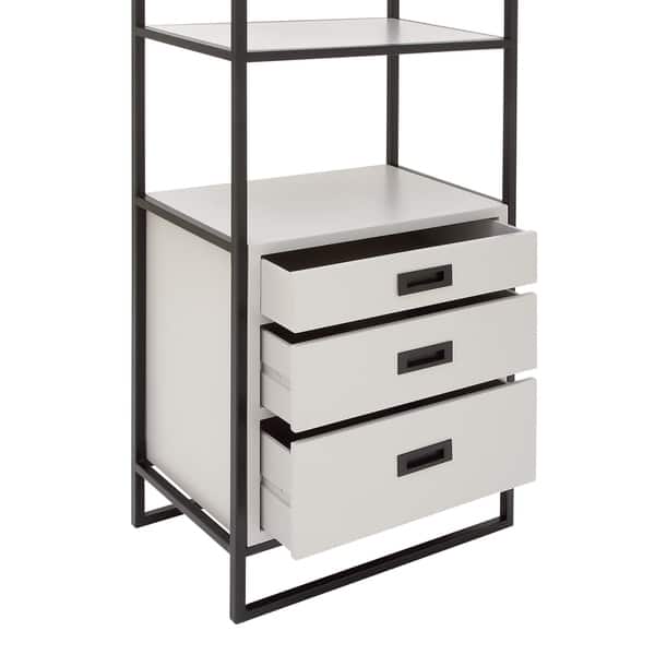 Shop Benzara White Black Metal Wood Shelf Unit On Sale Free