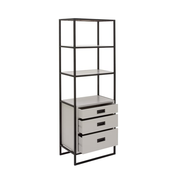 white metal shelf unit