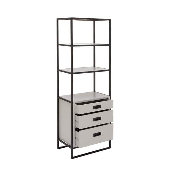 Shop Benzara White Black Metal Wood Shelf Unit On Sale Free