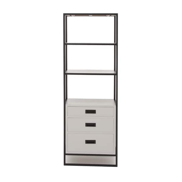 Shop Benzara White Black Metal Wood Shelf Unit On Sale Free