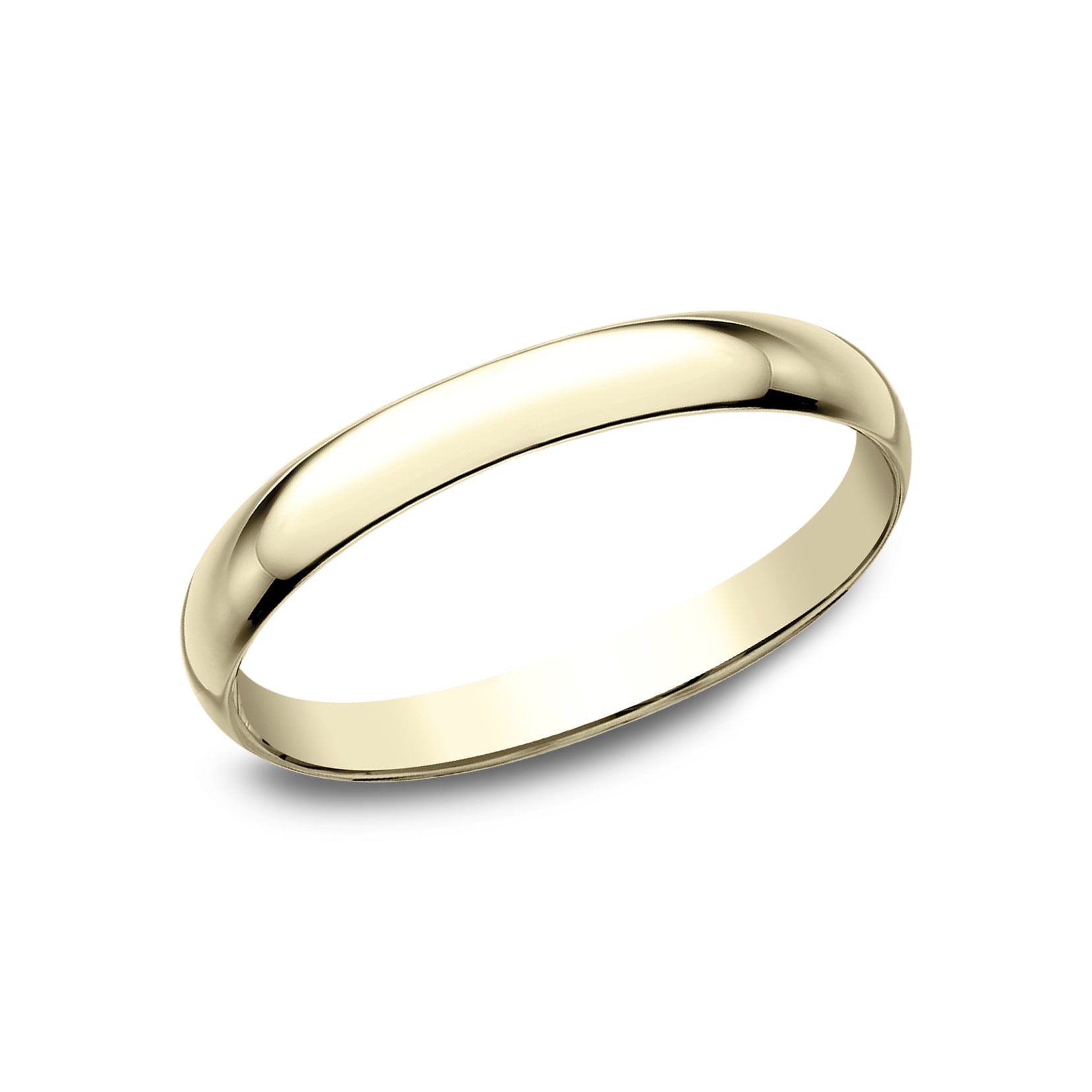 Women's 18K Yellow Gold 3mm Light Half Round Wedding Band Ring