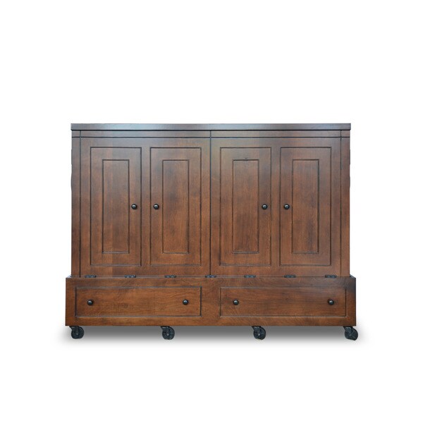 Shop Queen Size Mobile Murphy Bed in Cappuccino Finish Free Shipping