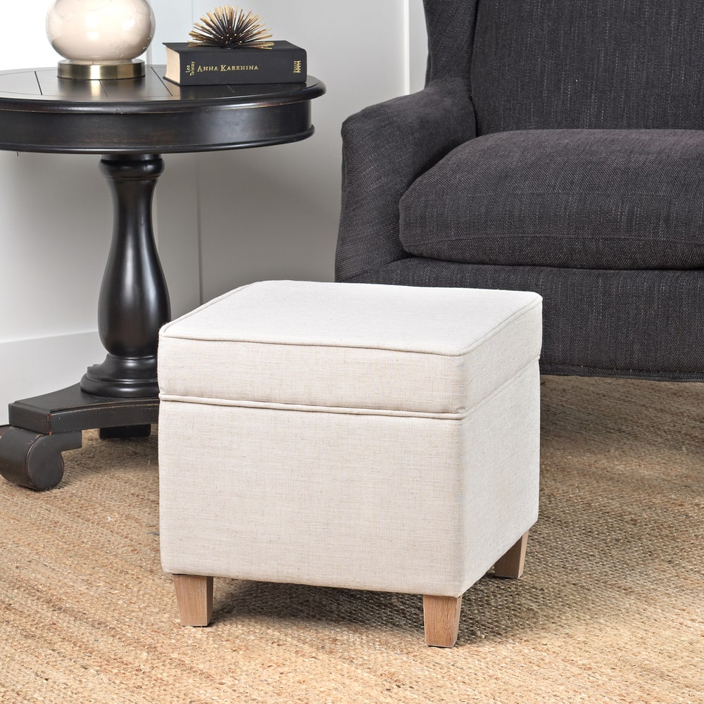 Carson Carrington Hassel Square Storage Ottoman Wood Legs