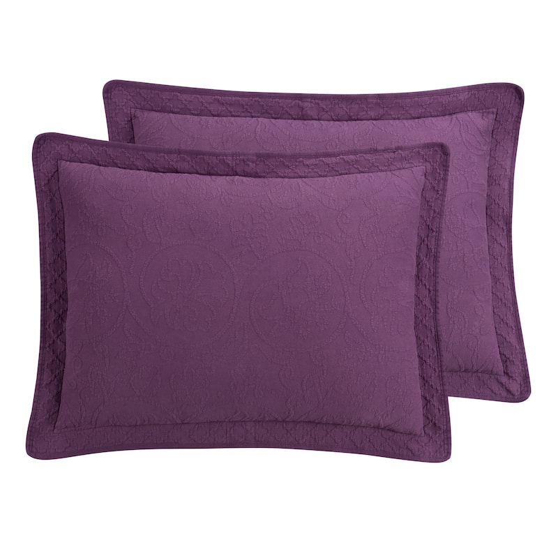 Williamsburg Richmond Embroidered Cotton Sham - Purple - Standard - Single