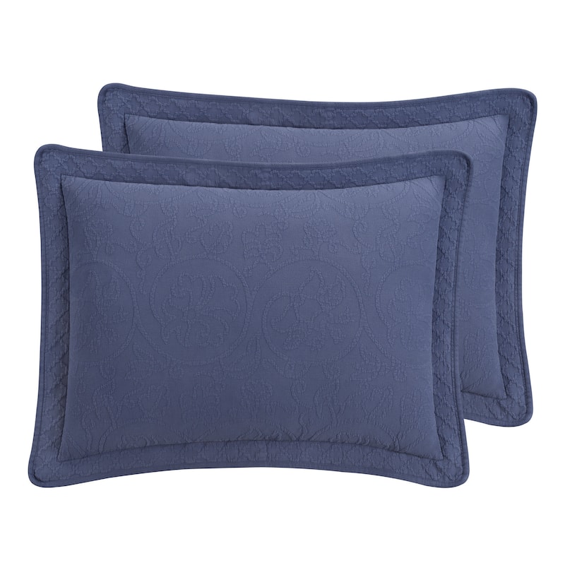 Williamsburg Richmond Embroidered Cotton Sham - Blue - Standard - Single