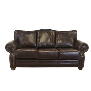 Westland And Birch Sofas Couches Online At Our Made To Order Westford Genuine Top Grain Leather Nailhead Trimmed Sofa