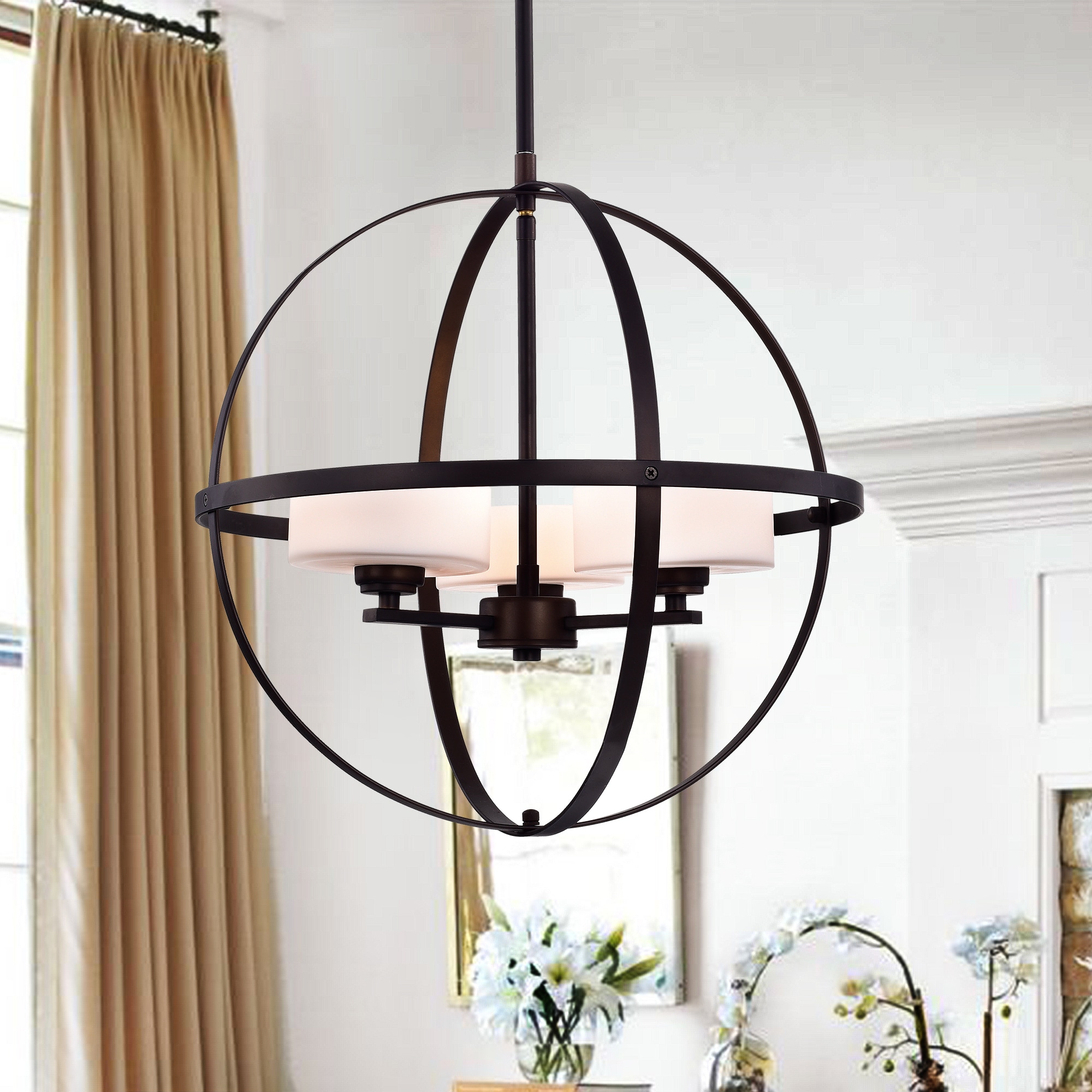 Nymige Antique Black 16-inch Round Pendant (Antique Black 16-inch Round Pendant) - Chandeliers For Bedrooms by Overstock.com