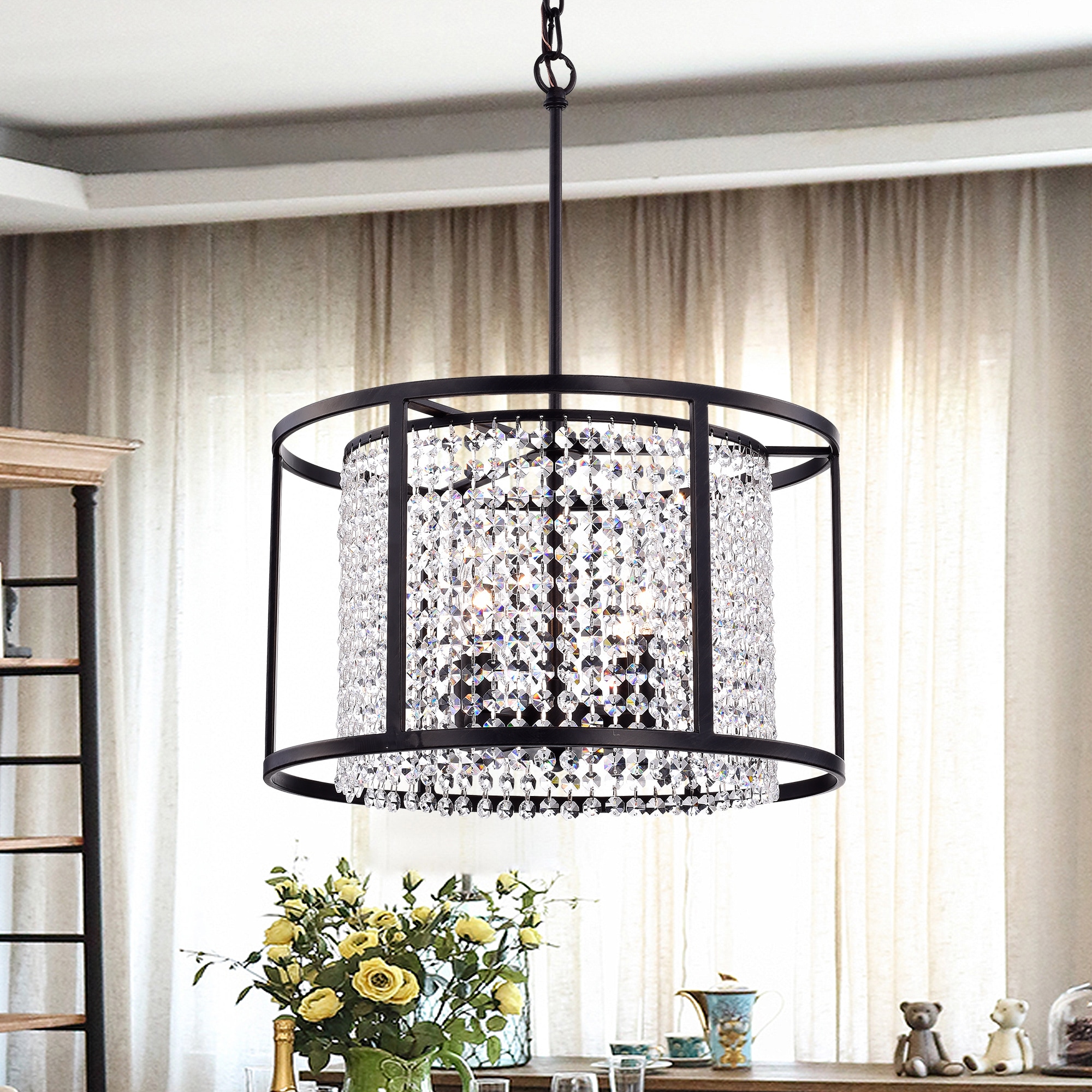 Warehouse of Tiffany Phodra Antique Bronze and Crystal Chandelier