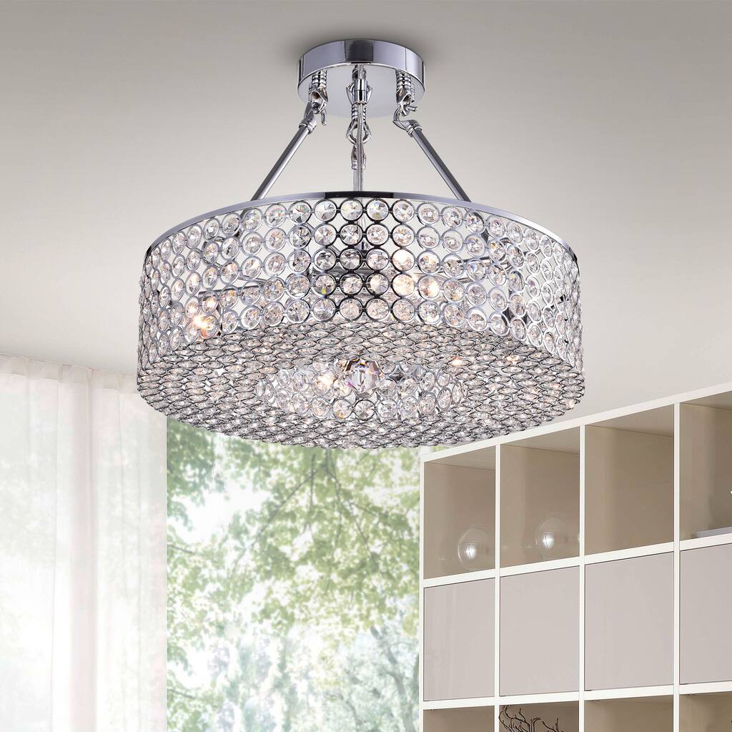 Olenec Chrome 15-inch Crystal Cake Lamp