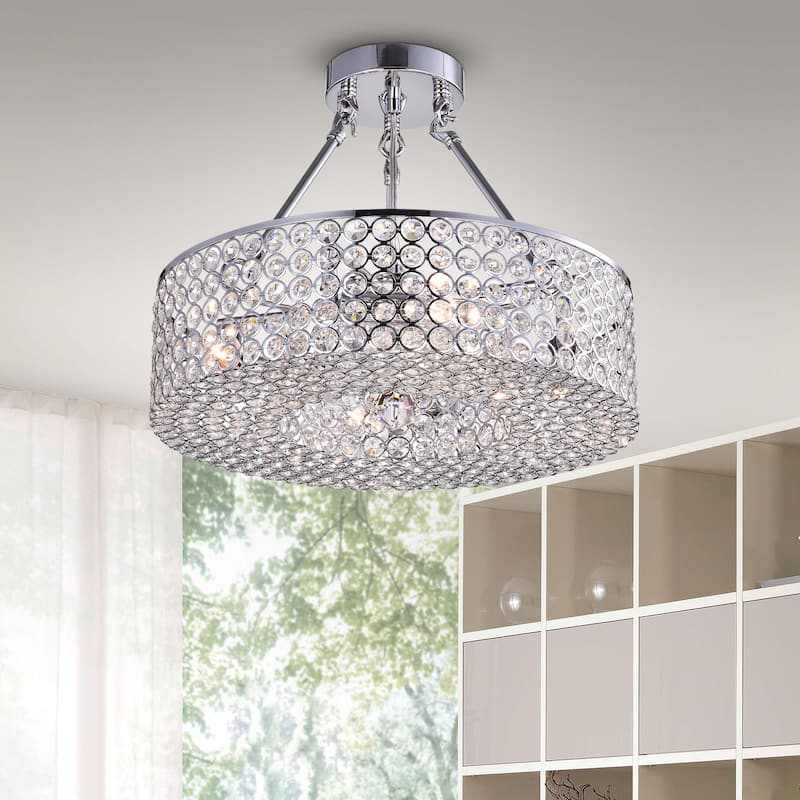Olenec Chrome 15-inch Crystal Cake Lamp