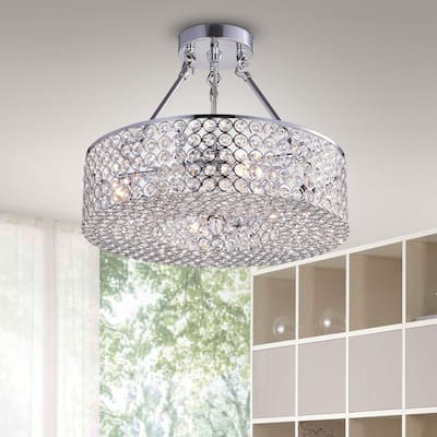 Olenec Chrome 15-inch Crystal Cake Lamp