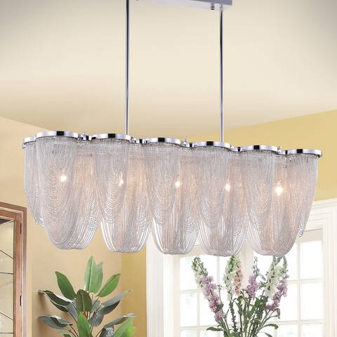 Aveline Chain Chrome 39-inch Wide Pendant - Silver