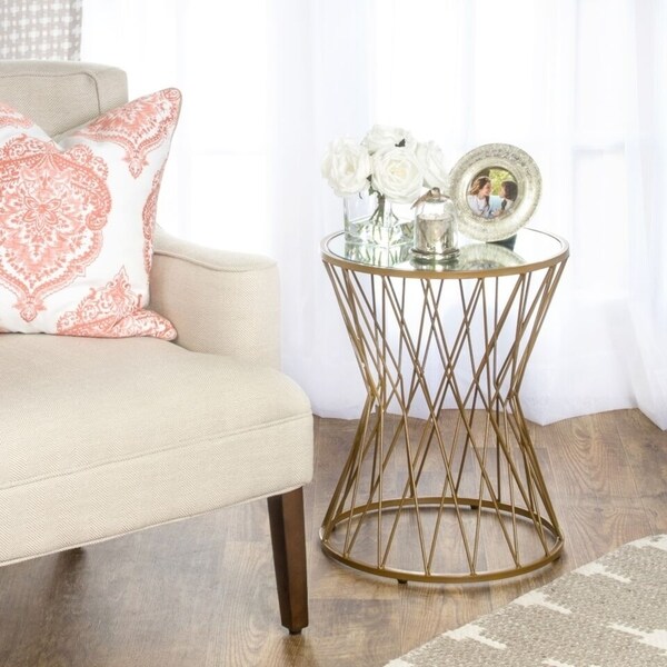 gold hourglass accent table