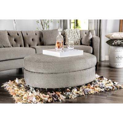 Brezovo Contemporary Grey Fabric Oval Cocktail Ottoman by Copper Grove