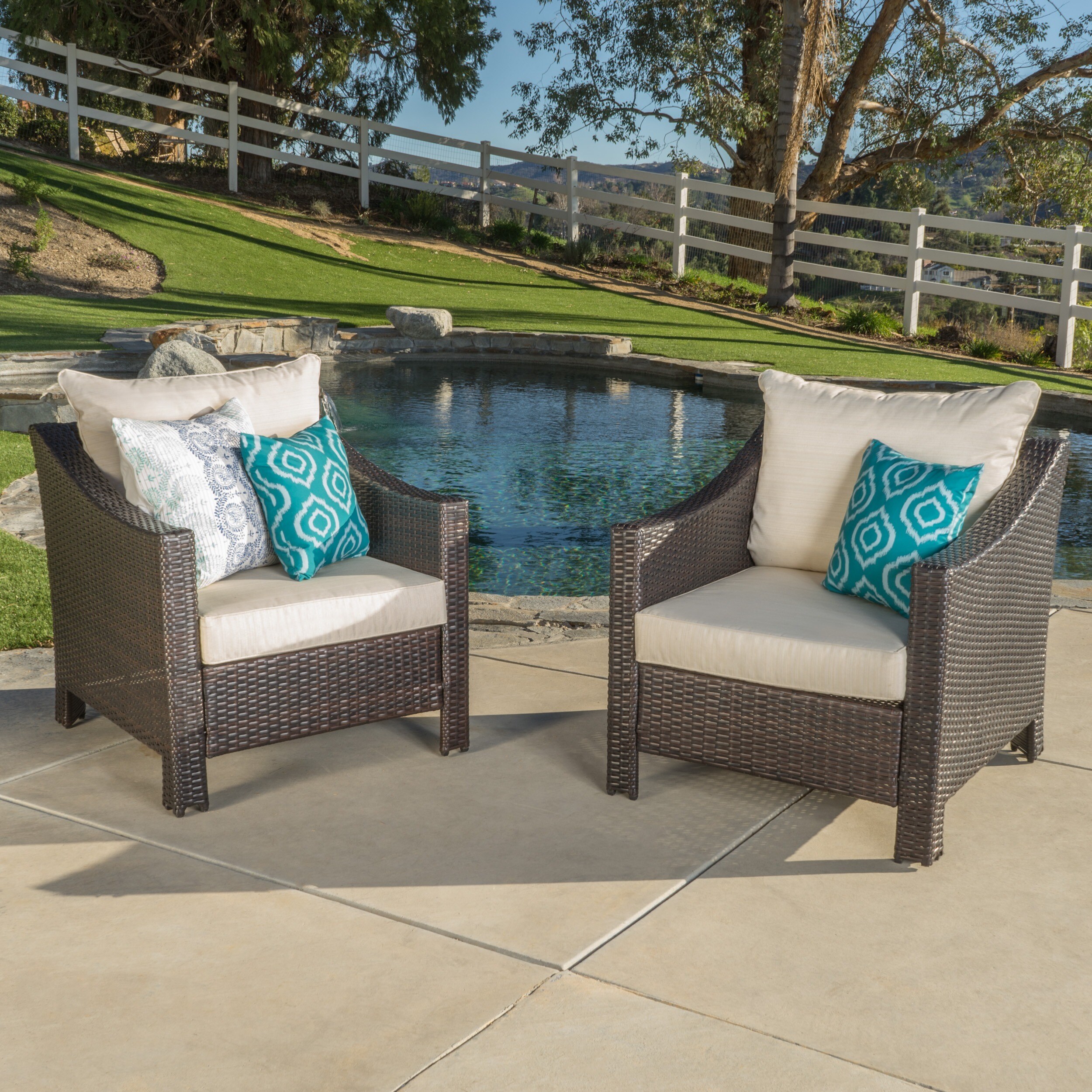 Shop Antibes Outdoor Wicker Club Chair with Cushions (Set of 2) by