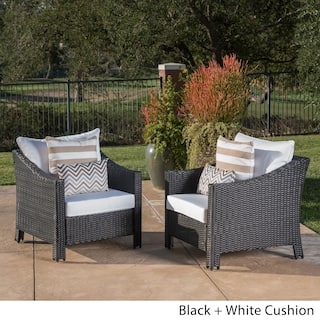 Black Wicker Patio Furniture Find Great Outdoor Seating Dining Antibes Outdoor Wicker Club Chair With Cushions Set Of 2 By Christopher Knight Home