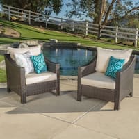 Antibes Outdoor Wicker Club Chair with Cushions (Set of 2) by Christopher Knight Home