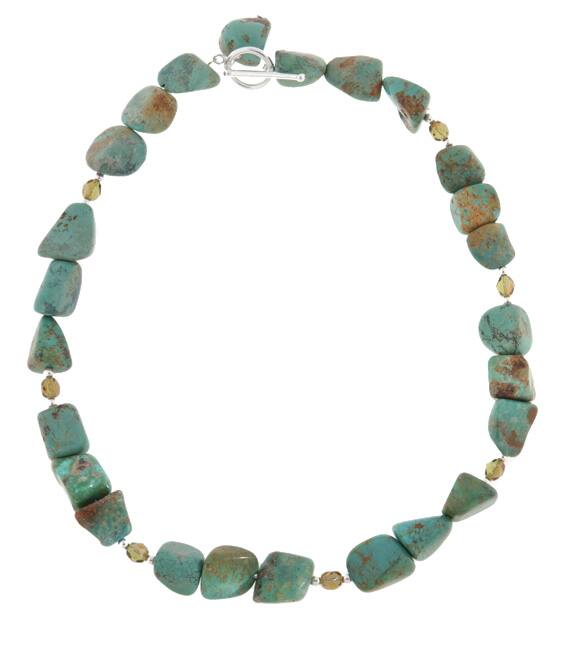 Glitzy Rocks Sterling Silver Turquoise Bead Necklace