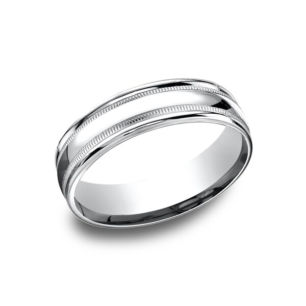 14k White Gold Men's 6.5 mm Classic High Polished Finish Comfort Fit ...