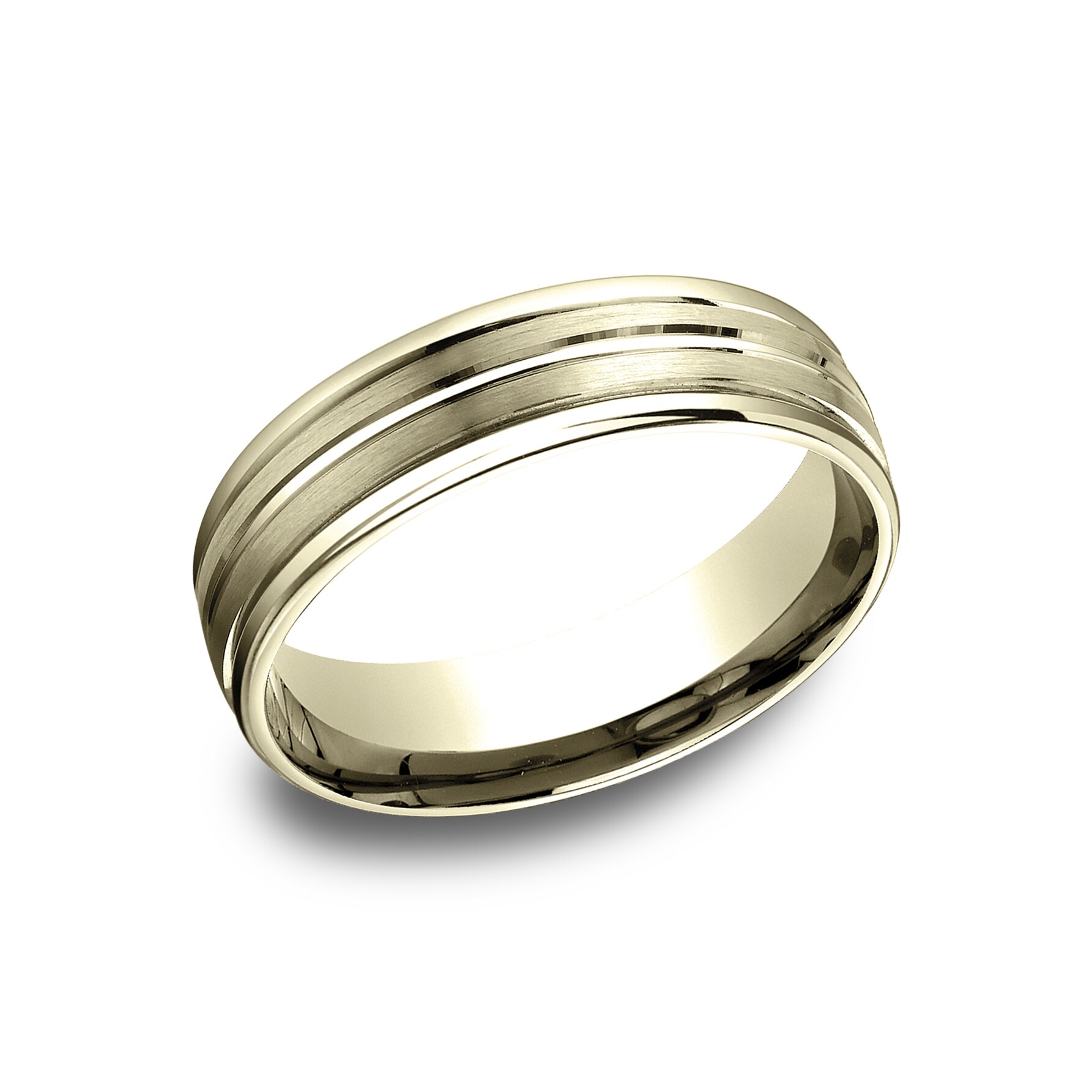 14k Yellow Gold Men's 6.5 mm Classic Satin Finish Comfort Fit Wedding Band - 14k Yellow Gold - 14k Yellow Gold