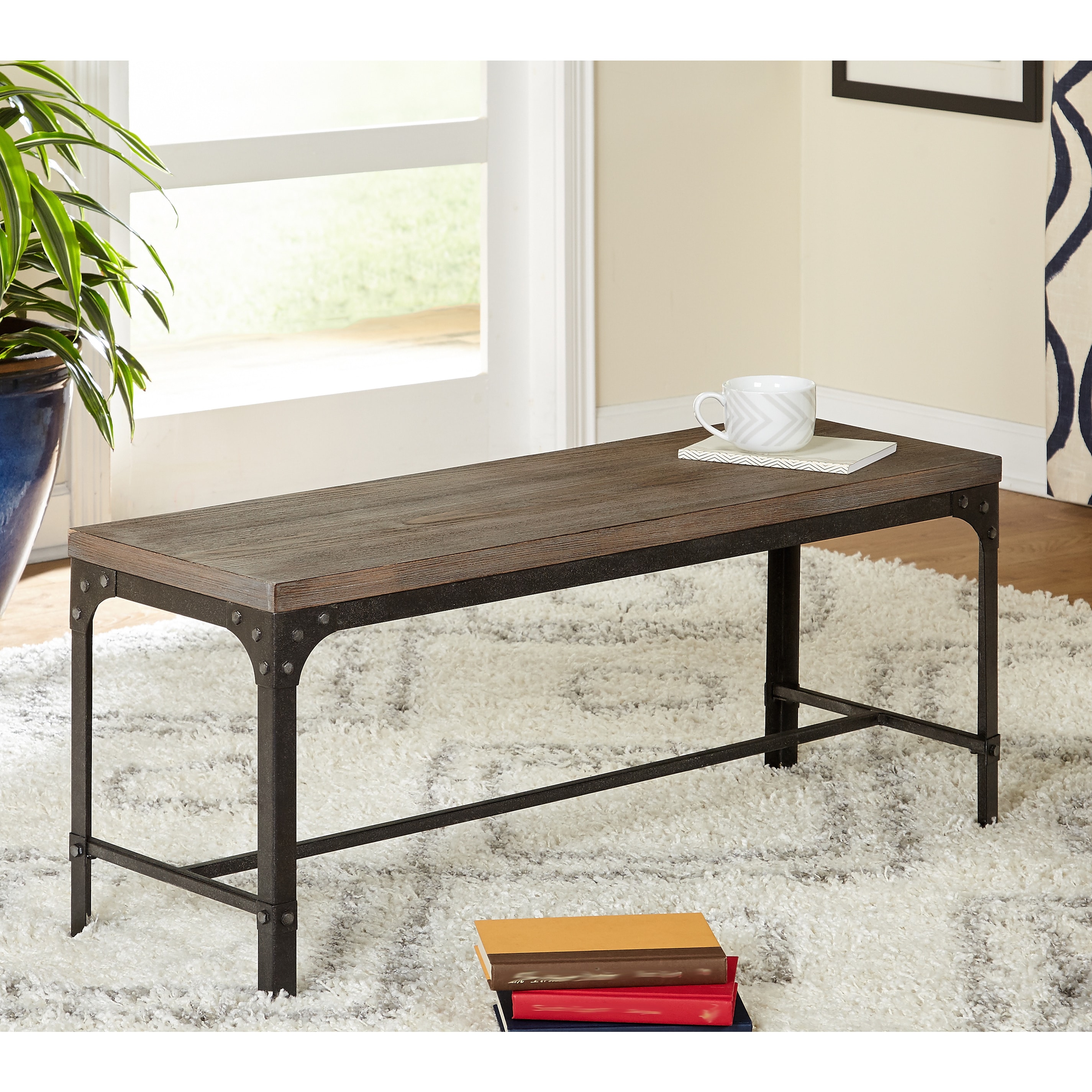 Simple Living 3pc Scholar Vintage Industrial Table and Dining Bench Set -  Bed Bath \u0026 Beyond - 14227300, image size:2850x2850