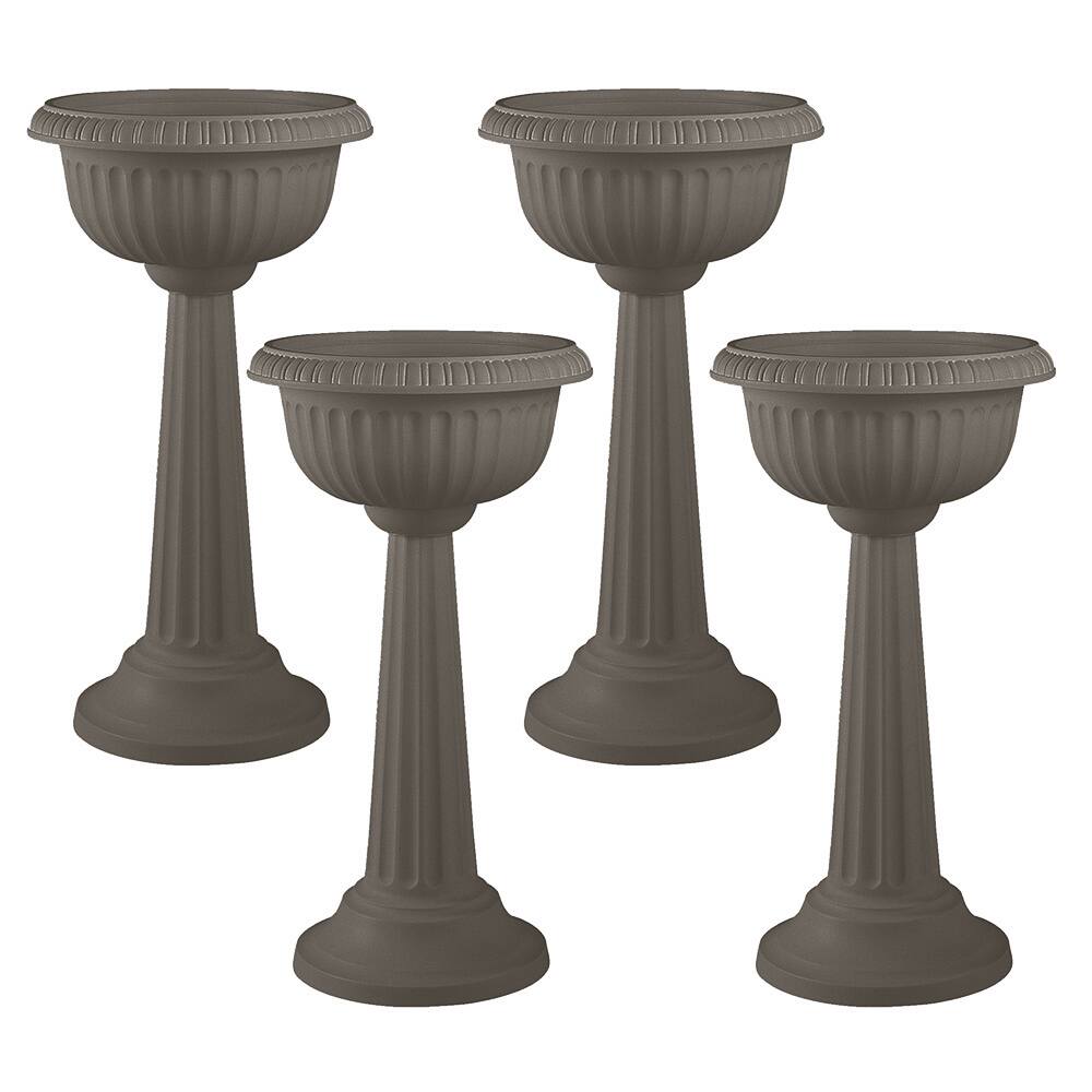 Bloem Grecian Urn Pedestal Planter 18", Peppercorn, GU18060 (4 pack)