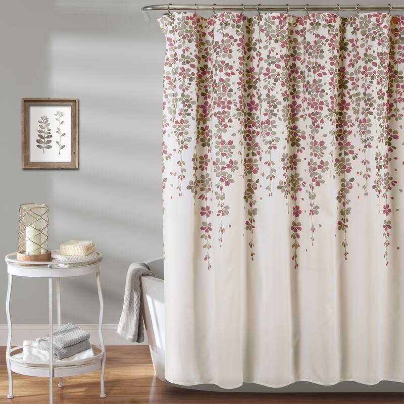 Lush Decor Weeping Flower Shower Curtain - Purple & Gray