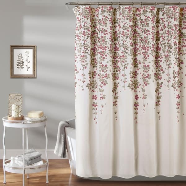 slide 2 of 31, Lush Decor Weeping Flower Shower Curtain Purple & Gray