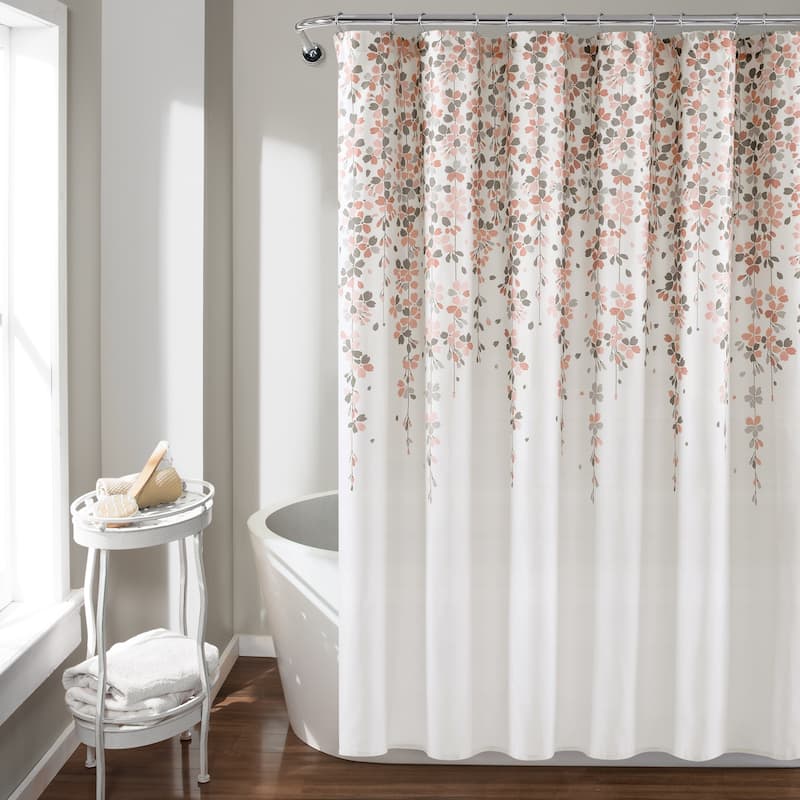 Lush Decor Weeping Flower Shower Curtain - Blush & Gray