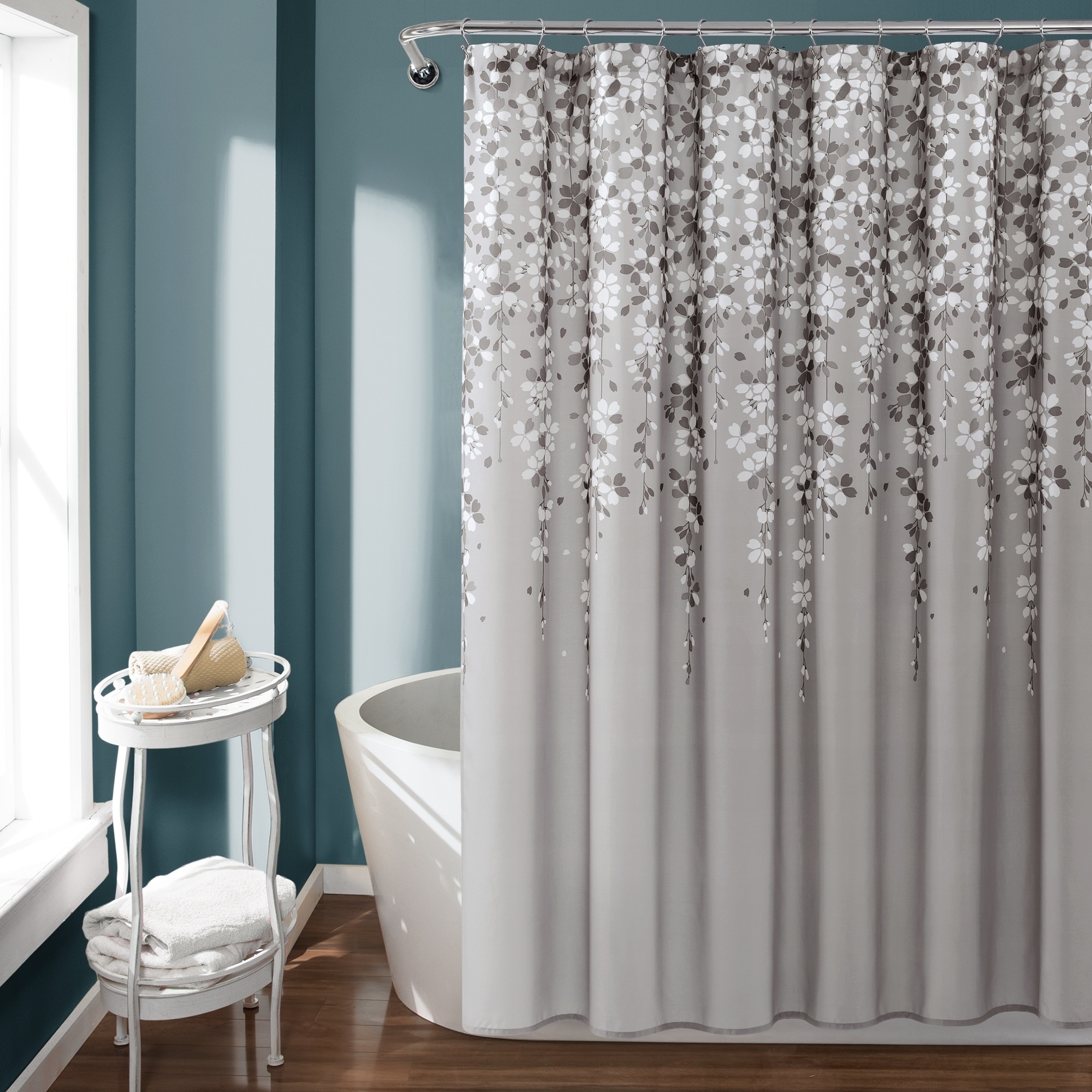 gray shower curtain