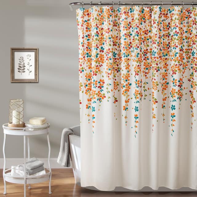 Lush Decor Weeping Flower Shower Curtain - Turquoise & Tangerine