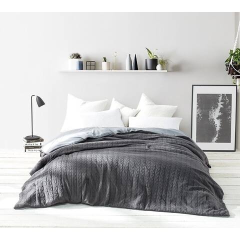 BYB Granite Gray Cable Knit Comforter (Shams Not Included)