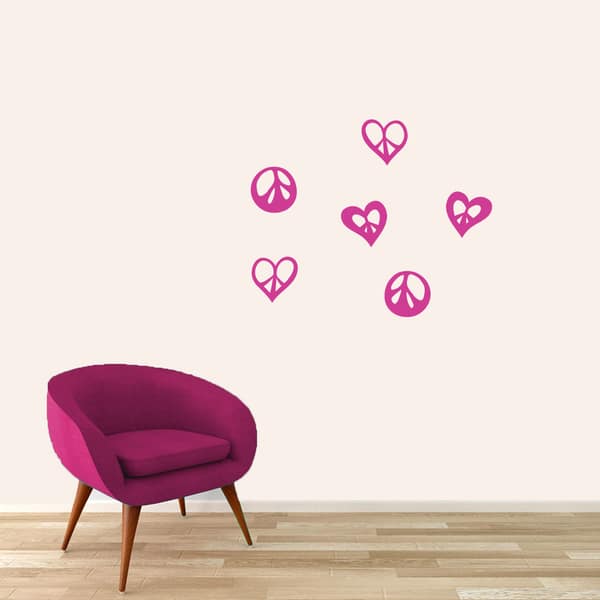 Small Peace Signs and Hearts Set Wall Decal - Overstock - 14228017