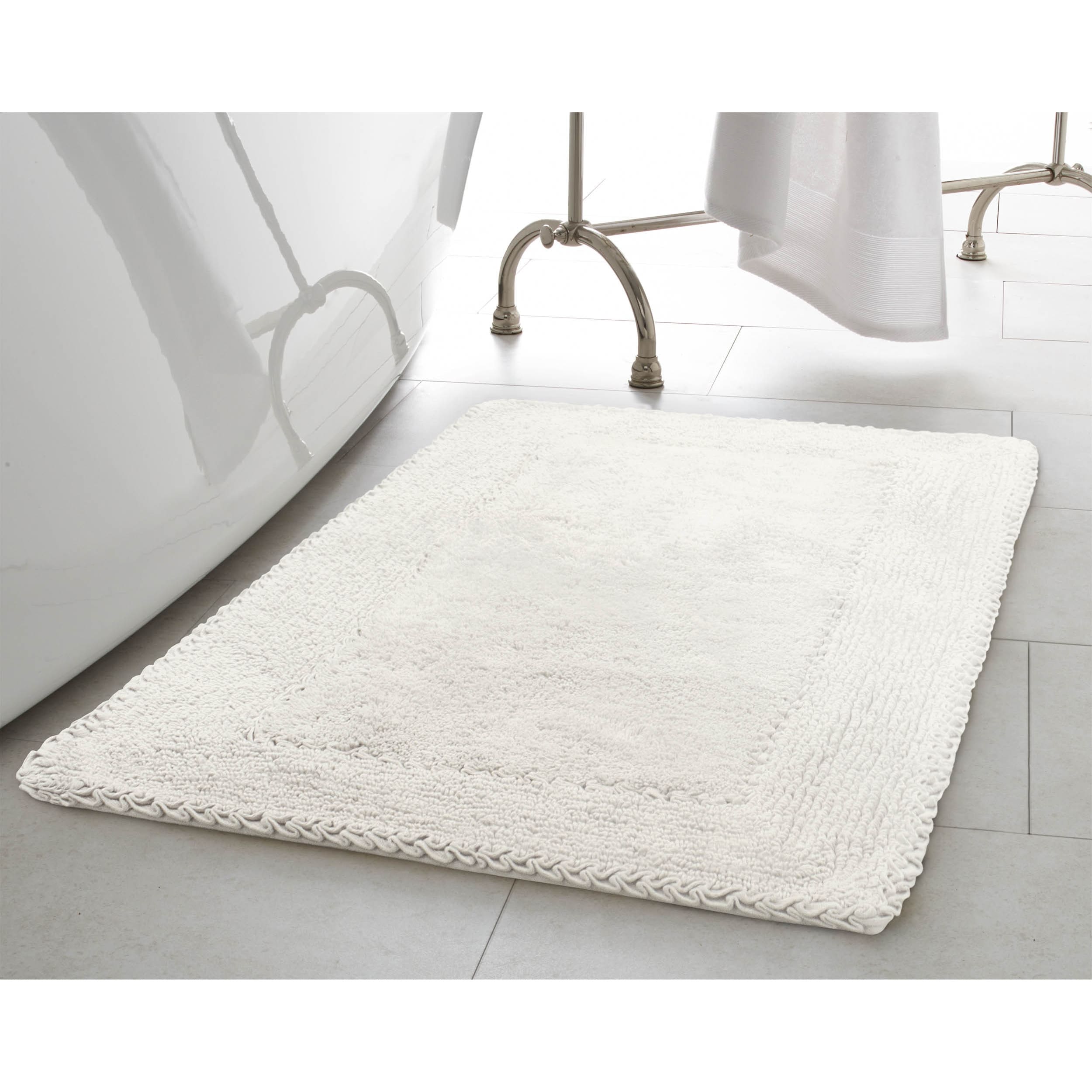 Eddie Bauer Logan Cotton 2 Piece Bath Rug Set - White