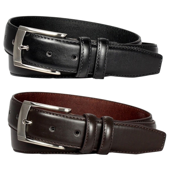Shop E.M.P Men&#39;s Black and Brown Leather Dress Belts (Set of 2) - Free Shipping On Orders Over ...