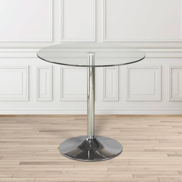 Shop Small Modern Round Glass And Metal Dining Kitchen Table