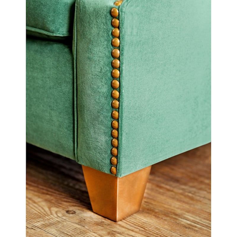 Yaur Transitional Green Fabric Sloped Arms Loveseat by Furniture of America