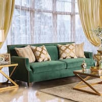Katrina Contemporary Emerald Green Nailhead Sofa by FOA