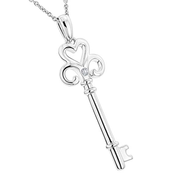 Luxurman Love Quotes Necklaces Delicate Sterling Silver Womens Diamond Swirl Pendant with Chain 