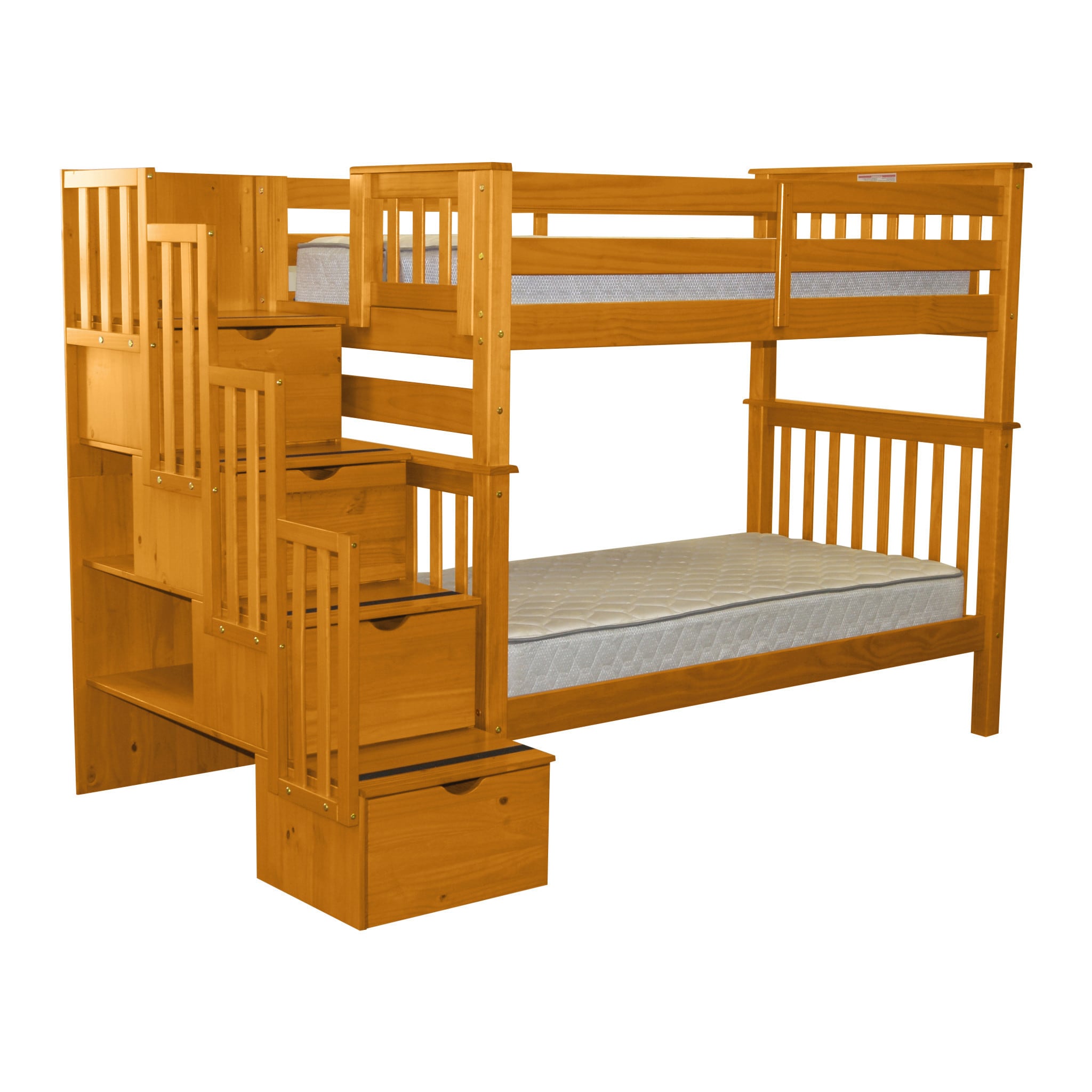 Shop Bedz King Bunk Beds Tall Twin Over Twin Stairway With 4 Step