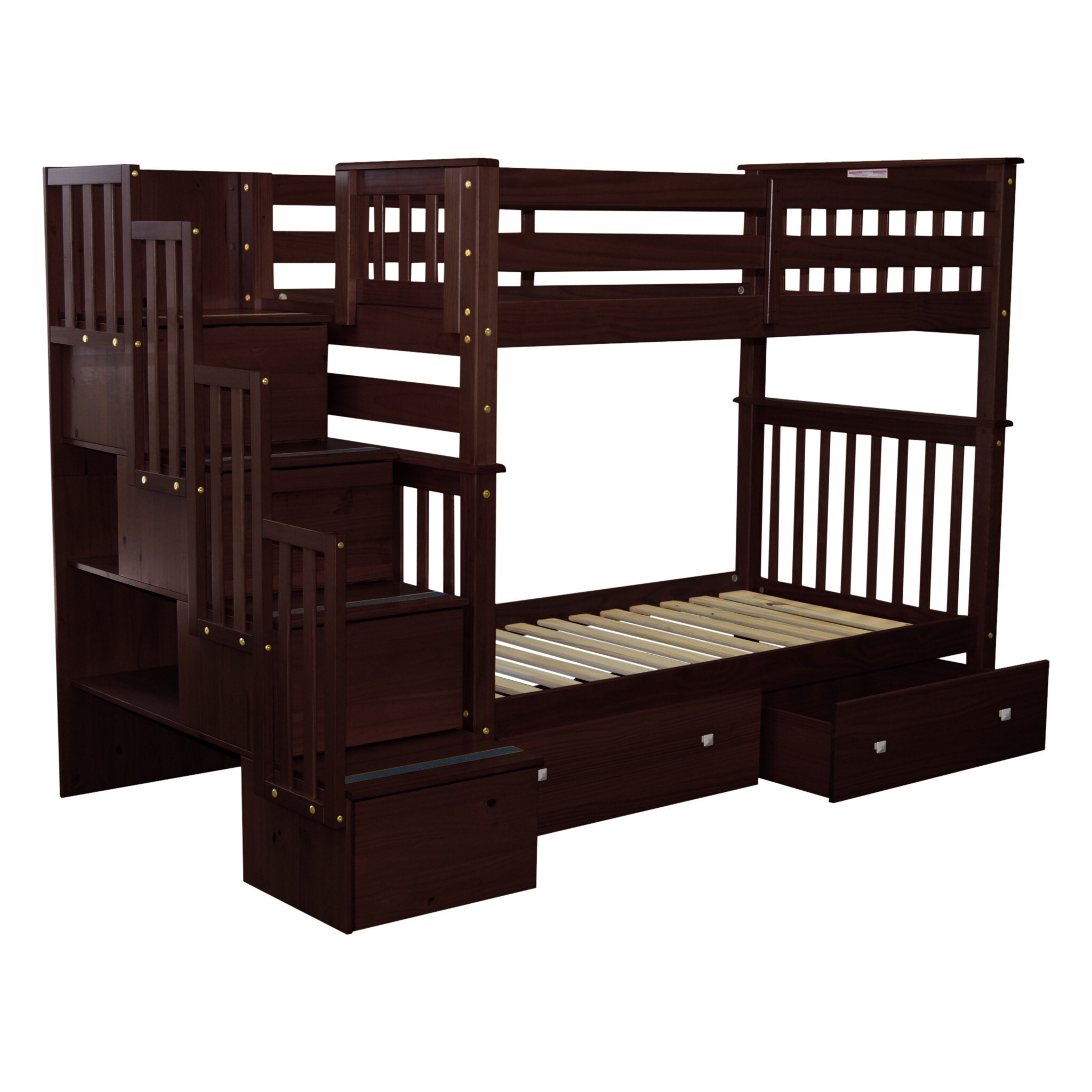 Shop Bedz King Bunk Beds Twin Over Twin Stairway 4 Step 2 Bed