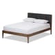 preview thumbnail 2 of 15, Mid-century Upholstered Headboard Wood Platform Bed by Baxton Studio Charcoal - Full