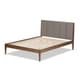 preview thumbnail 7 of 15, Mid-century Upholstered Headboard Wood Platform Bed by Baxton Studio