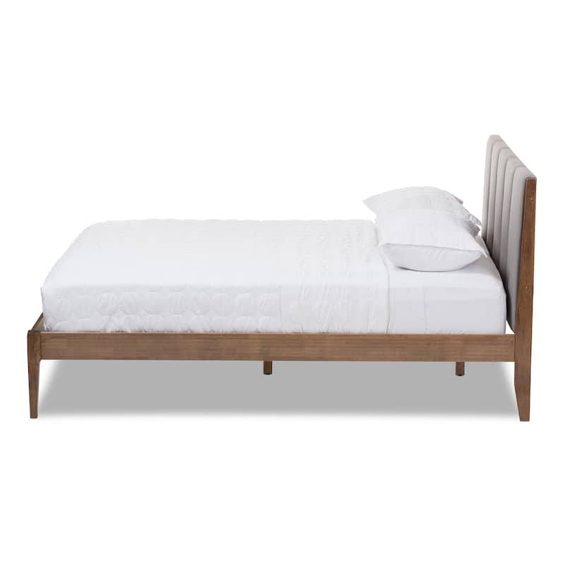 Mid-century Upholstered Headboard Wood Platform Bed by Baxton Studio