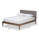 preview thumbnail 15 of 15, Mid-century Upholstered Headboard Wood Platform Bed by Baxton Studio