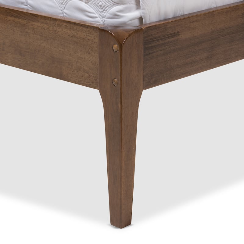 Mid-century Upholstered Headboard Wood Platform Bed by Baxton Studio